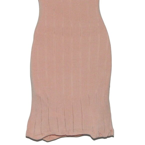 Guess Lined Knitted Bodycon Midi Knee Length Scoop Neck Peachy Pink Dress Size S - Picture 9 of 10